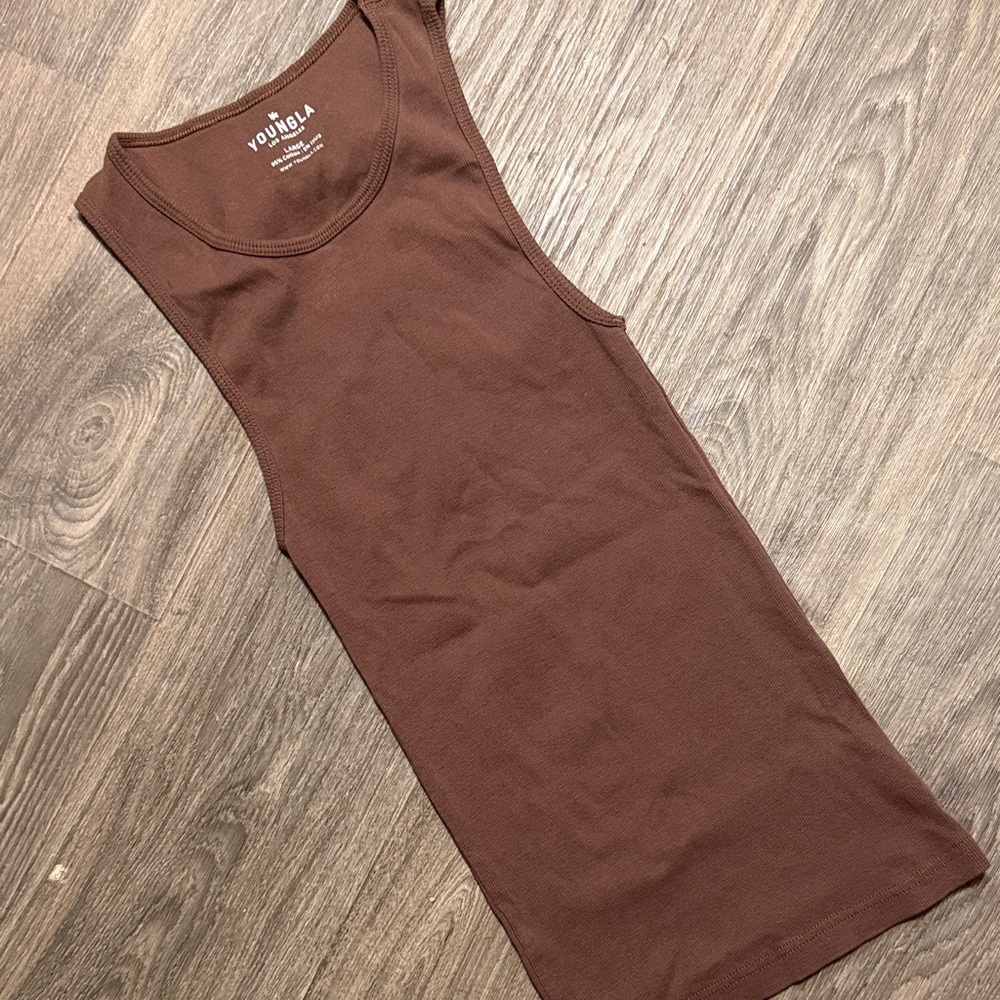 YoungLA Brown Ribbed Tank Top